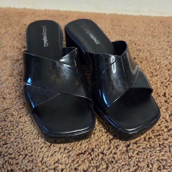 Jeffery Campbell y2k bubble platform rubber heeled slides sandals black 6 - Picture 2 of 8